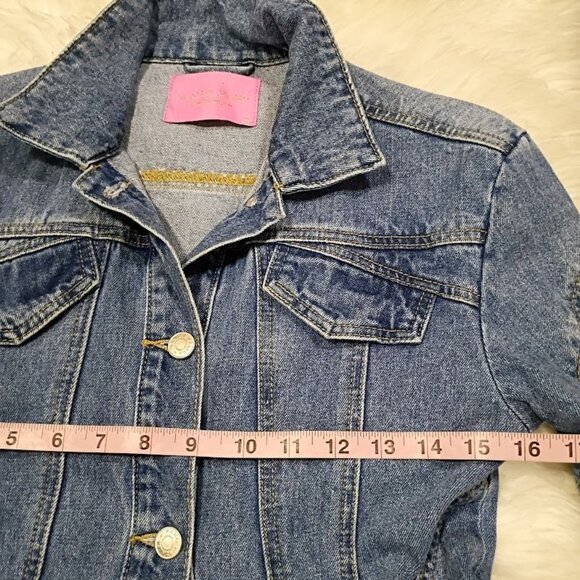 Azalea Wang  Blue Denim Ruffled Peplum Jacket Size Medium 100% Cotton - Picture 7 of 12